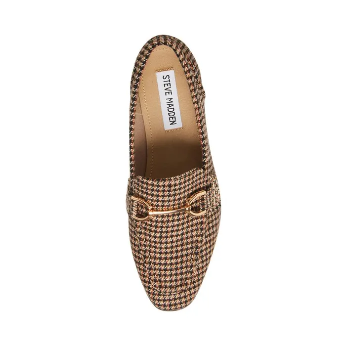 Steve Madden Carrine Brown Plaid Womens Loafers and Flats