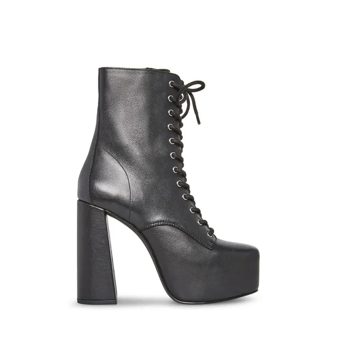 Steve Madden Confident Black Leather Womens Boots and Booties