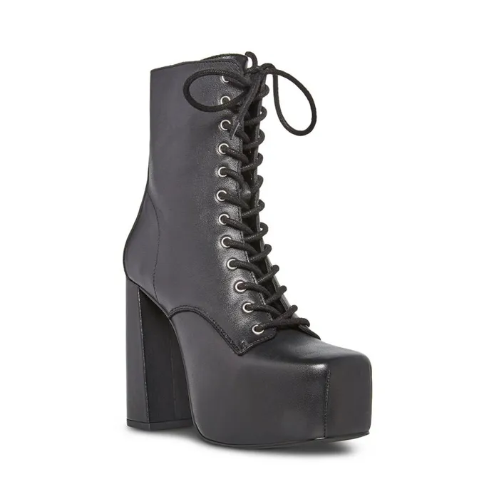 Steve Madden Confident Black Leather Womens Boots and Booties Steve Madden Confident Black Leather Womens Boots and Booties