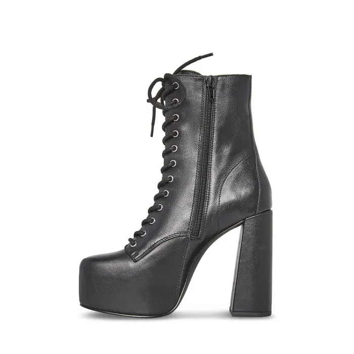 Steve Madden Confident Black Leather Womens Boots and Booties Steve Madden Confident Black Leather Womens Boots and Booties