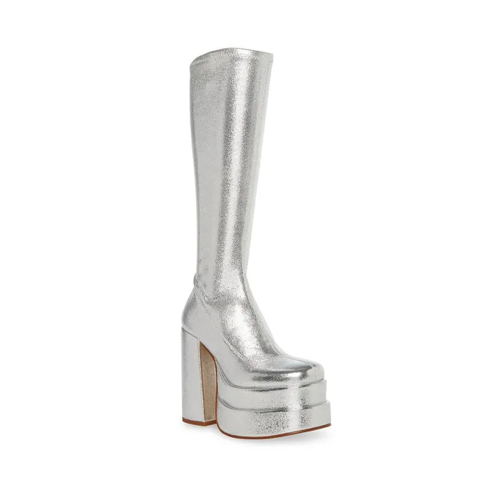 Steve Madden Cypress Silver Womens Boots and Booties Steve Madden Cypress Silver Womens Boots and Booties