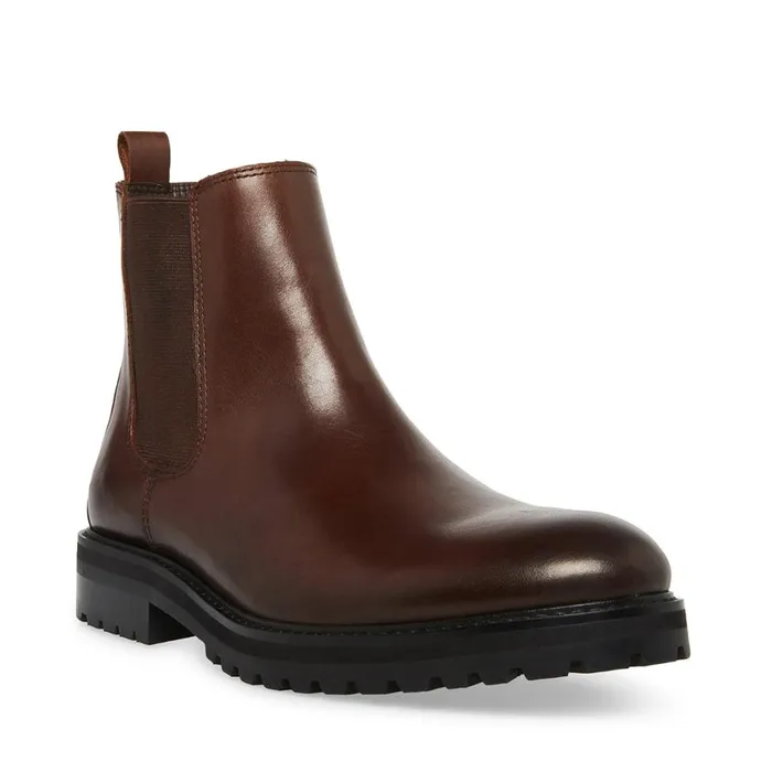 Steve Madden Duren Brown Leather Mens Boots