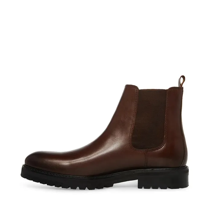 Steve Madden Duren Brown Leather Mens Boots