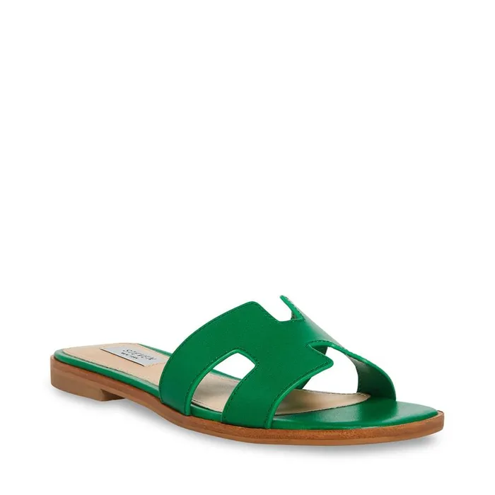 Steve Madden Hadyn Green Leather Womens Sandals