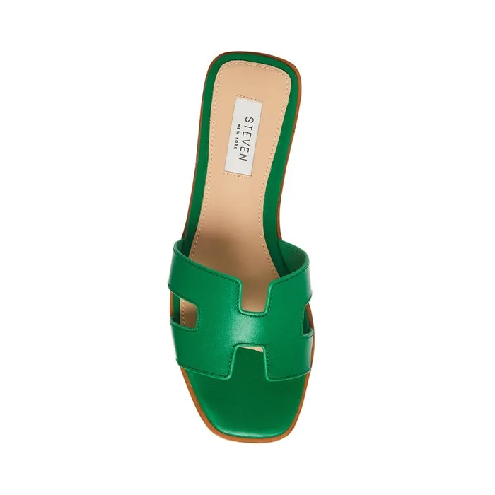 Steve Madden Hadyn Green Leather Womens Sandals