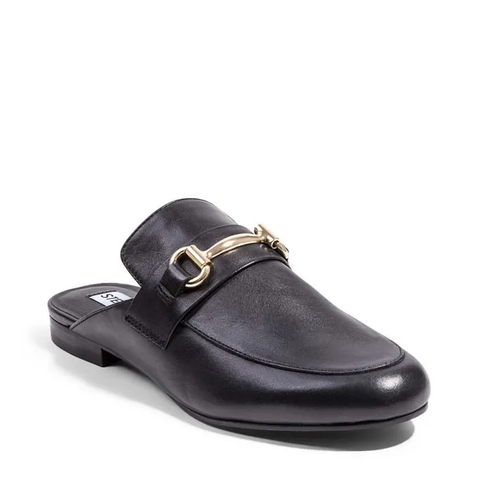 Steve Madden Kandi Black Leather Womens Loafers and Flats