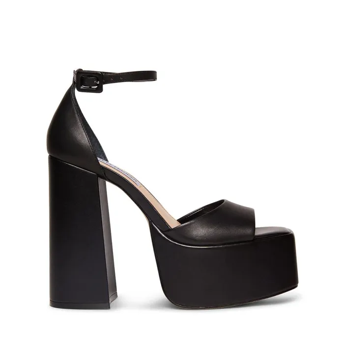 Steve Madden Kassiani Black Leather Womens Heels