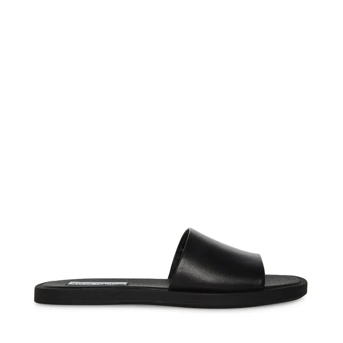 Steve Madden Kaya Black Leather Womens Sandals