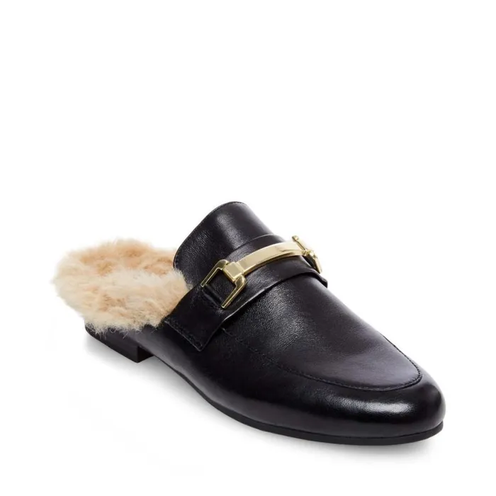 Steve Madden Khloe Black Leather Womens Loafers and Flats