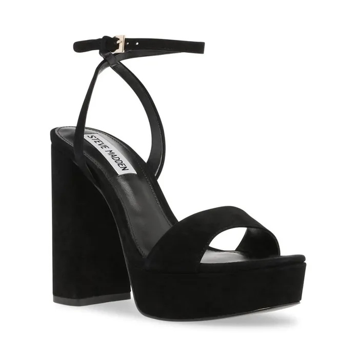 Steve Madden Lessa Black Suede Womens Heels