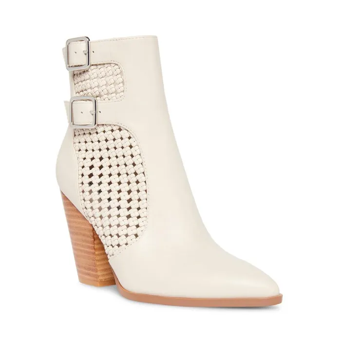 Steve Madden Liz Bone Leather Womens Boots and Booties
