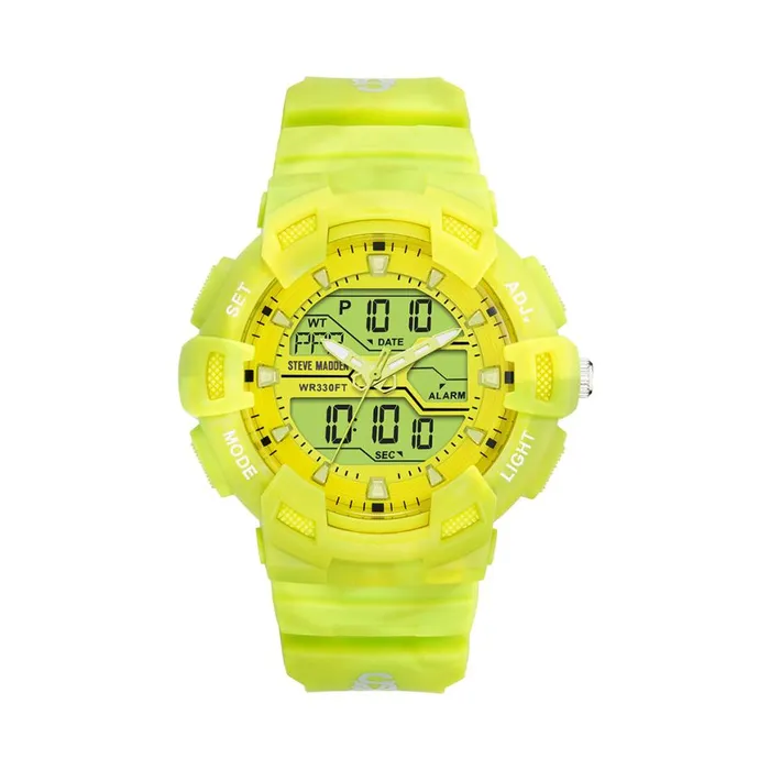 Steve Madden Oversized Sport Watch Tie Dye Citron Womens Watches