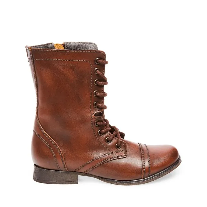 Steve Madden Troopa Brown Leather Womens Boots and Booties