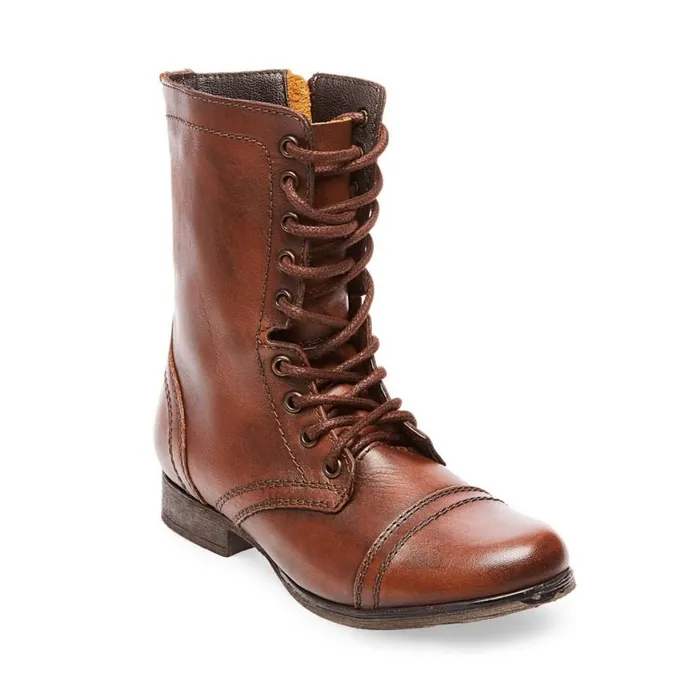 Steve Madden Troopa Brown Leather Womens Boots and Booties