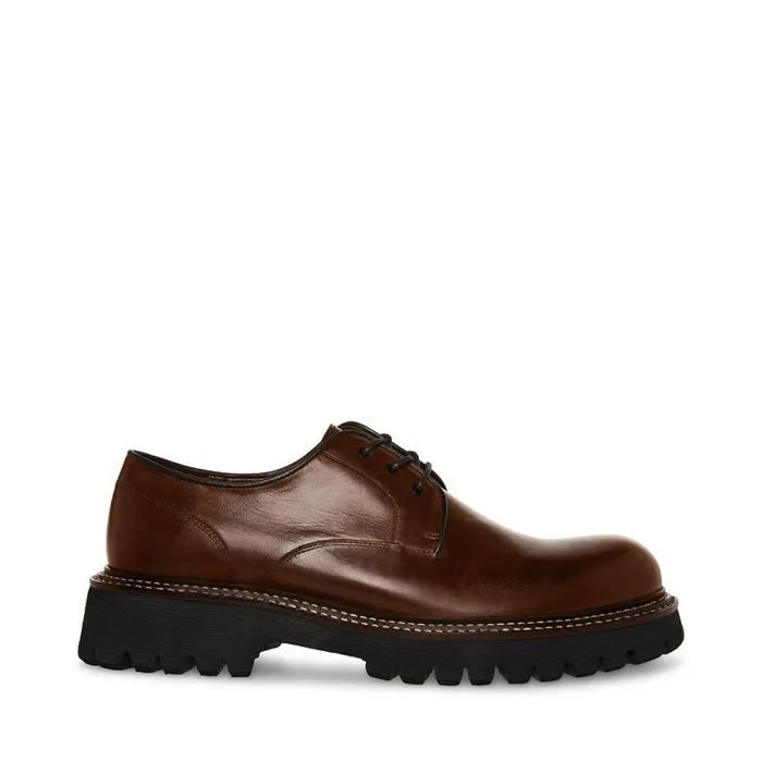 Steve Madden Zylen Brown Leather Mens Loafers
