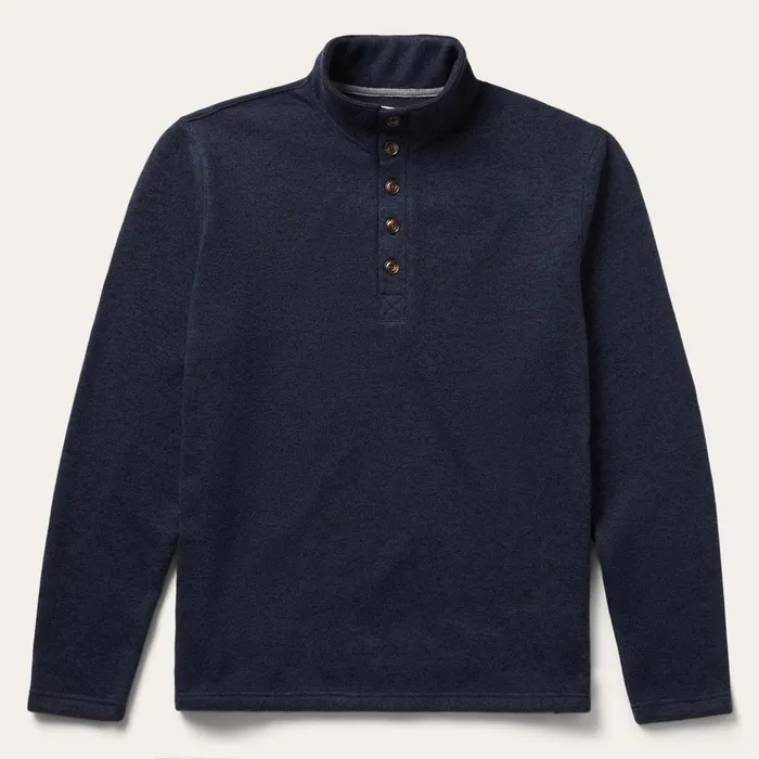 Sweaters and Hoodies Men Stetson ButtonFront Blue Pullover Knit Sweater Blue