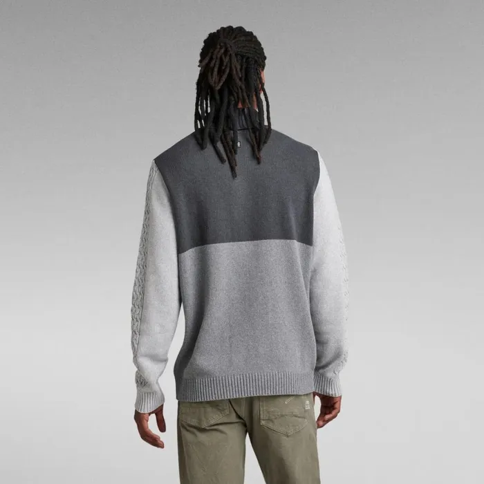 Sweaters Men GStar RAW Cable Color Block Loose Turtle Knit Light Shadowmedium Greygrey