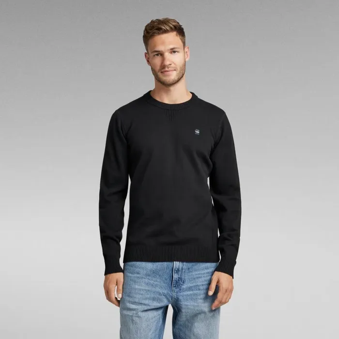 Sweaters Men GStar RAW Classic Sport R Knitted Top Dark Black