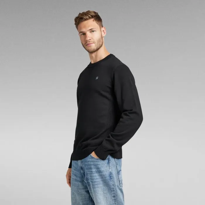 Sweaters Men GStar RAW Classic Sport R Knitted Top Dark Black