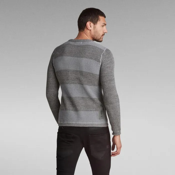 Sweaters Men GStar RAW Stripe Knitted Sweater Gs Greycharcoal