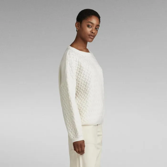 Sweaters Women GStar RAW Chunky Loose Boat Knitted Sweater Eggnog