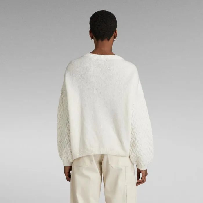 Sweaters Women GStar RAW Chunky Loose Boat Knitted Sweater Eggnog