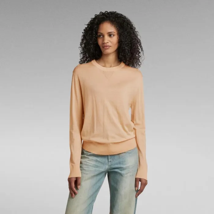 Sweaters Women GStar RAW Core Round Neck Knitted Top Ivory Cream