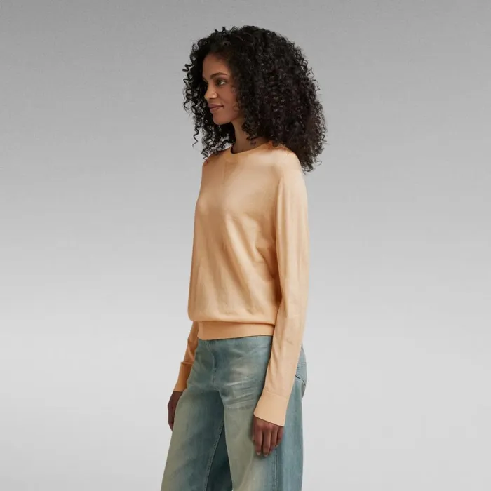 Sweaters Women GStar RAW Core Round Neck Knitted Top Ivory Cream