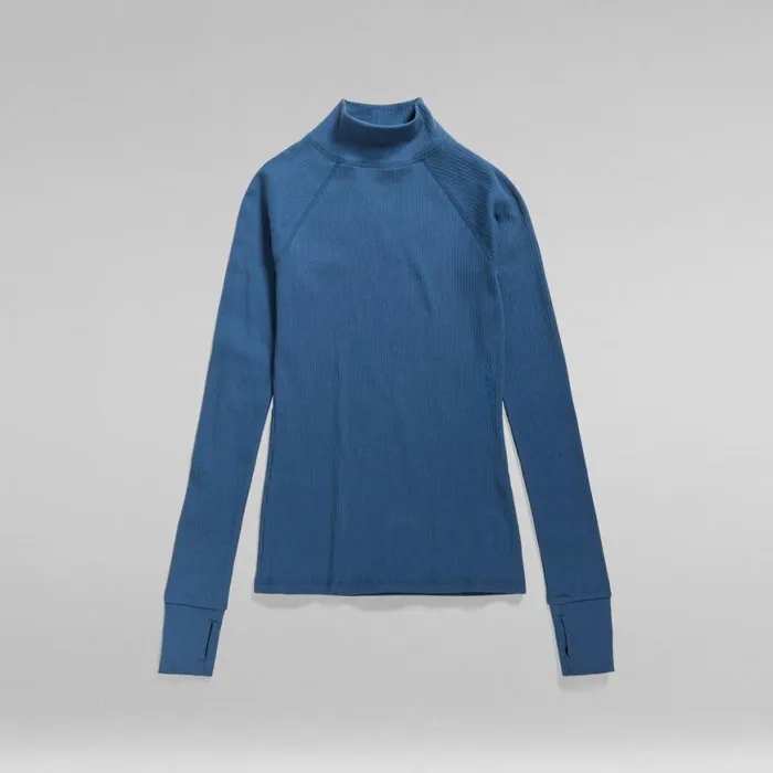 Sweaters Women GStar RAW Slim Rib Mock Top Rank Blue