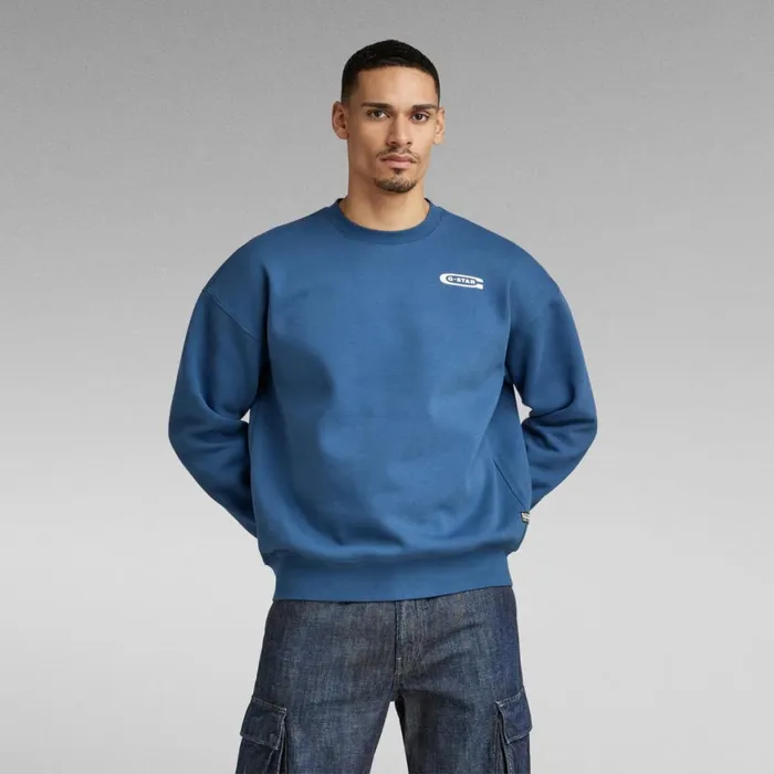 Sweatshirts and Hoodies Men GStar RAW Old Skool Back Graphic Loose Sweater Rank Blue Sweatshirts and Hoodies Men GStar RAW Old Skool Back Graphic Loose Sweater Rank Blue