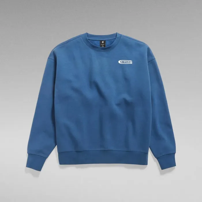 Sweatshirts and Hoodies Men GStar RAW Old Skool Back Graphic Loose Sweater Rank Blue