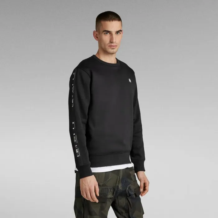 Sweatshirts and Hoodies Men GStar RAW Sport A Tape Crew Sweater Dark Black