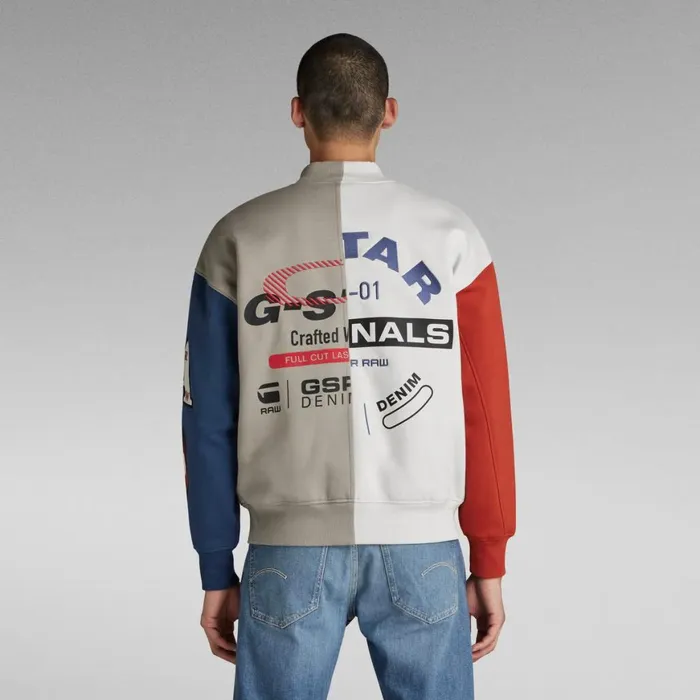 Sweatshirts and Hoodies Men GStar RAW Varsity Bomber Loose Sweater Elephant Skin Multicolor Block