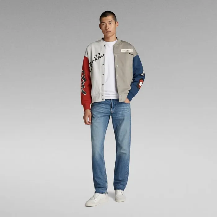 Sweatshirts and Hoodies Men GStar RAW Varsity Bomber Loose Sweater Elephant Skin Multicolor Block