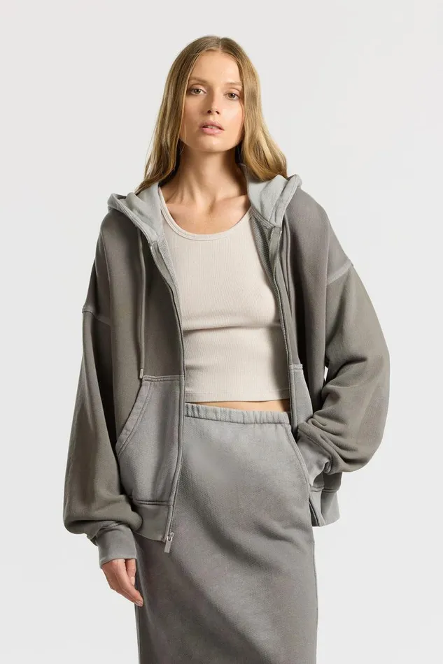 Sweatshirts Women COTTON CITIZEN Boston Zip Hoodie Vintage Cement
