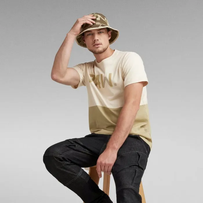 TShirts and Polos Men GStar RAW 7411 Cut and Sewn TShirt Dark Talclt Moss Color Block