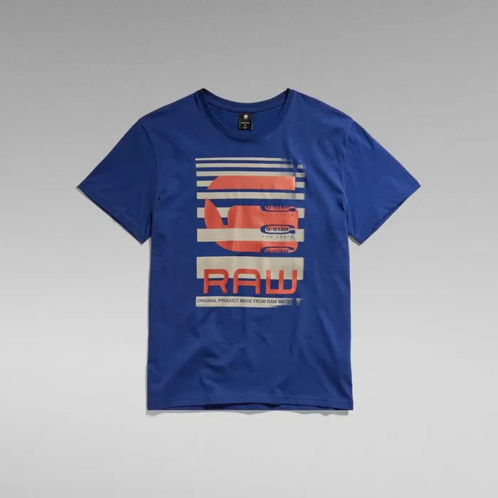 TShirts and Polos Men GStar RAW Faded Burger Logo TShirt Ballpen Blue