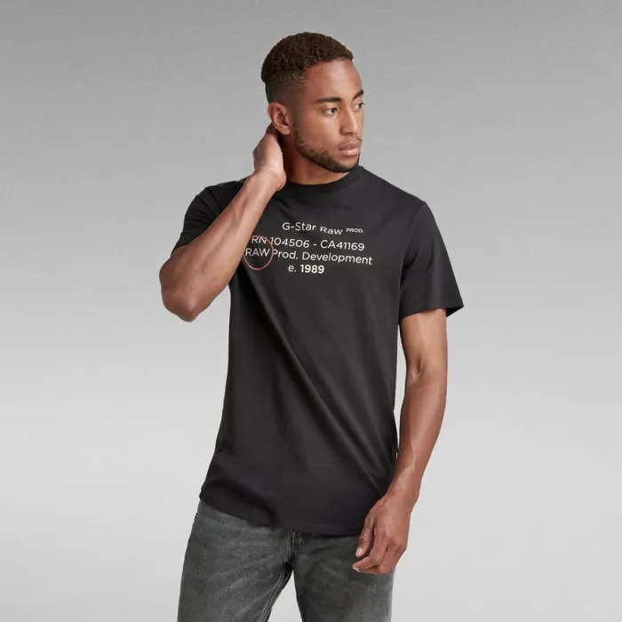 TShirts and Polos Men GStar RAW Lash Text Graphic TShirt Dark Black