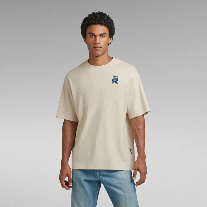 TShirts and Polos Men GStar RAW Oversized Boxy TShirt Embro RAW Ecru