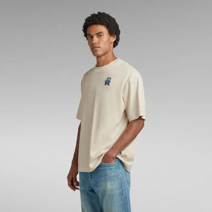 TShirts and Polos Men GStar RAW Oversized Boxy TShirt Embro RAW Ecru