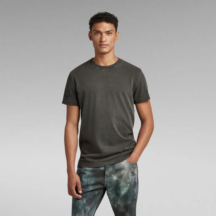 TShirts and Polos Men GStar RAW Pigment Dye TShirt Dark Black Garment Dyed