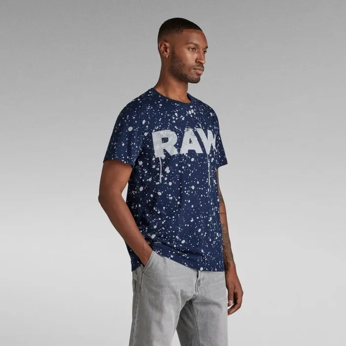 TShirts and Polos Men GStar RAW Raw Splatter TShirt Sartho Blue Splatter Spots