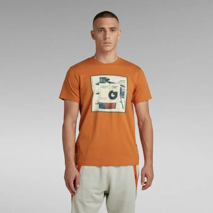 TShirts and Polos Men GStar RAW Scarf Photoprint TShirt Burned Orange