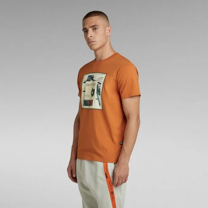 TShirts and Polos Men GStar RAW Scarf Photoprint TShirt Burned Orange