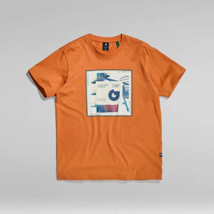 TShirts and Polos Men GStar RAW Scarf Photoprint TShirt Burned Orange