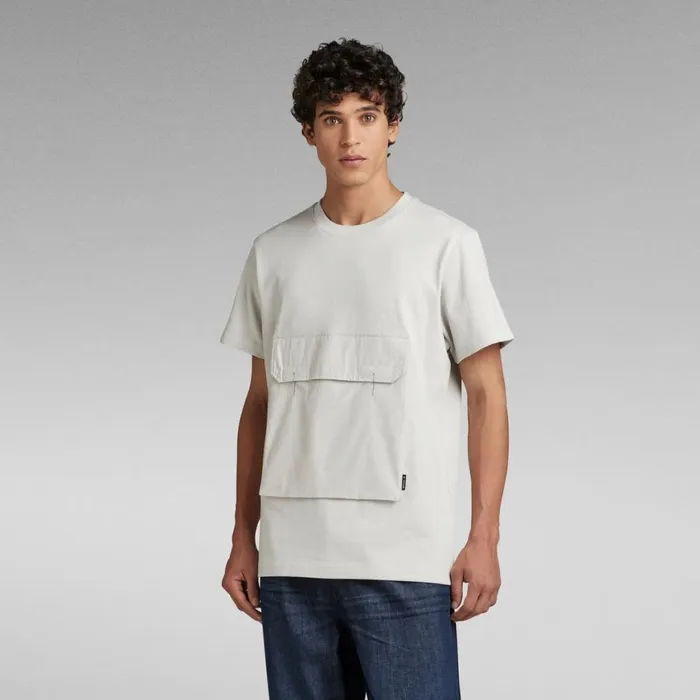 TShirts and Polos Men GStar RAW Utility Pocket Tape TShirt Cool Grey