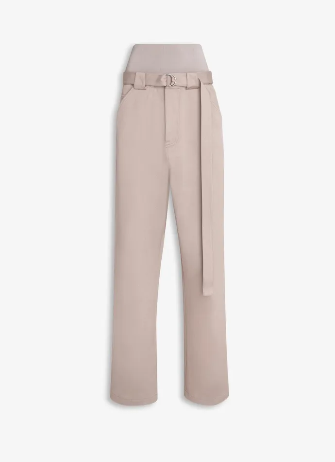 TAN CARGO TROUSERS WITH KNIT BAND Women Alaa Pants and Shorts