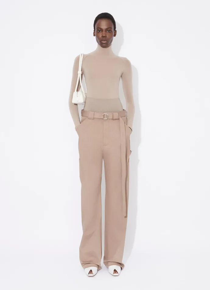 TAN CARGO TROUSERS WITH KNIT BAND Women Alaa Pants and Shorts