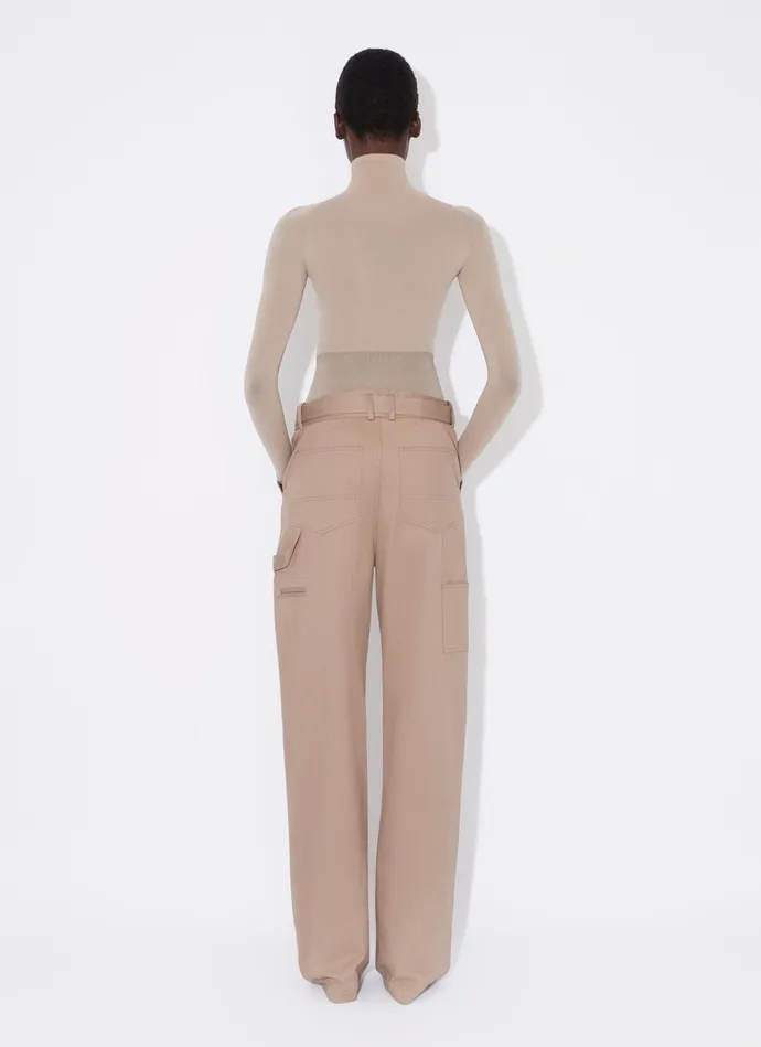 TAN CARGO TROUSERS WITH KNIT BAND Women Alaa Pants and Shorts