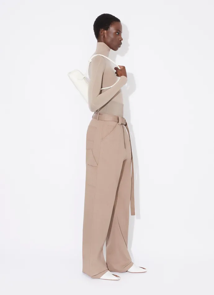 TAN CARGO TROUSERS WITH KNIT BAND Women Alaa Pants and Shorts